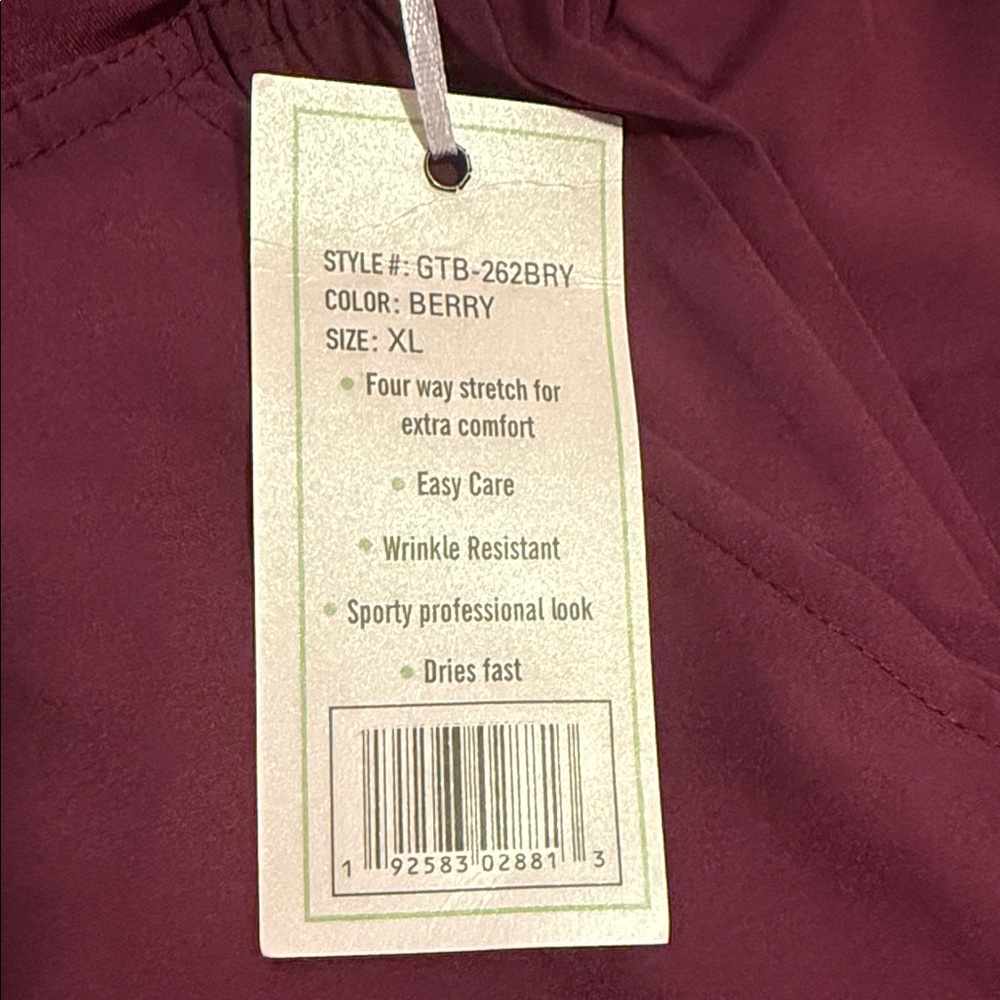 GT Performance Scrub Pants - Wine Colored, Size XL - Picture 8 of 9